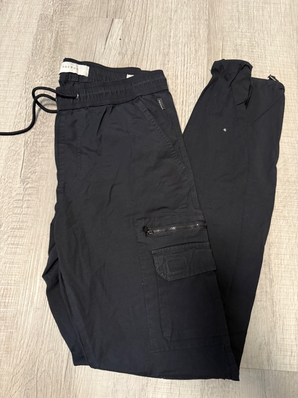PacSun Black Men's Cargo Joggers with Zip & Flap Pockets
